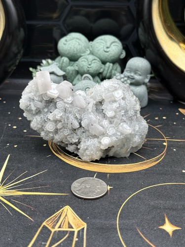 Natural coin calcite green - natural,